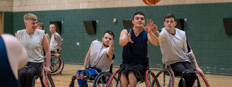 People playing wheelchair basketball